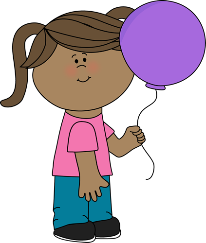 Girl Holding a Balloon Clip Art - Girl Holding a Balloon Image