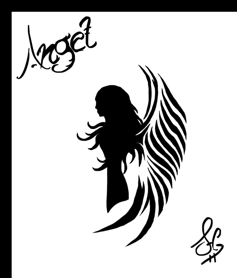 free angel clipart black and white - photo #12