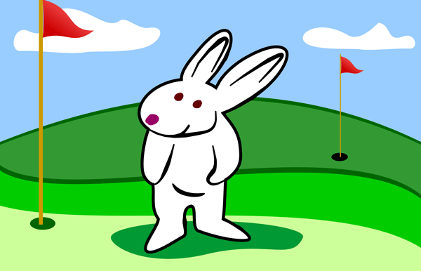 Funny Rabbit on Golf Course - Silly Characters Clip Art