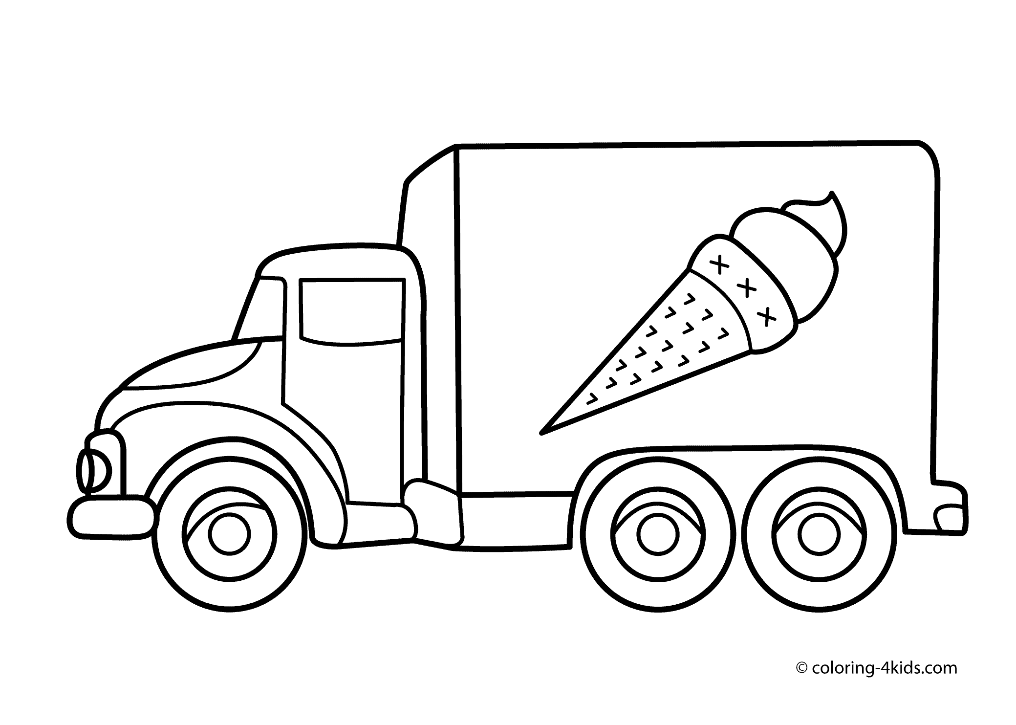 Icecream truck transportation coloring pages for kids