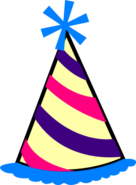 Birthday Hat (blue, Purple, Pink, Yellow) clip art - vector clip 