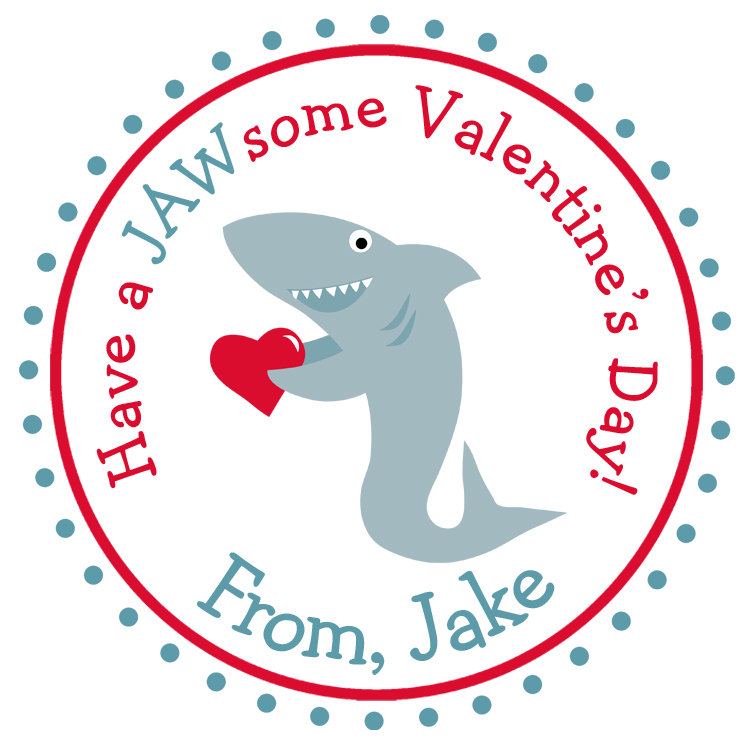 Valentine stickers Valentines stickers Shark by TheButterflyPress