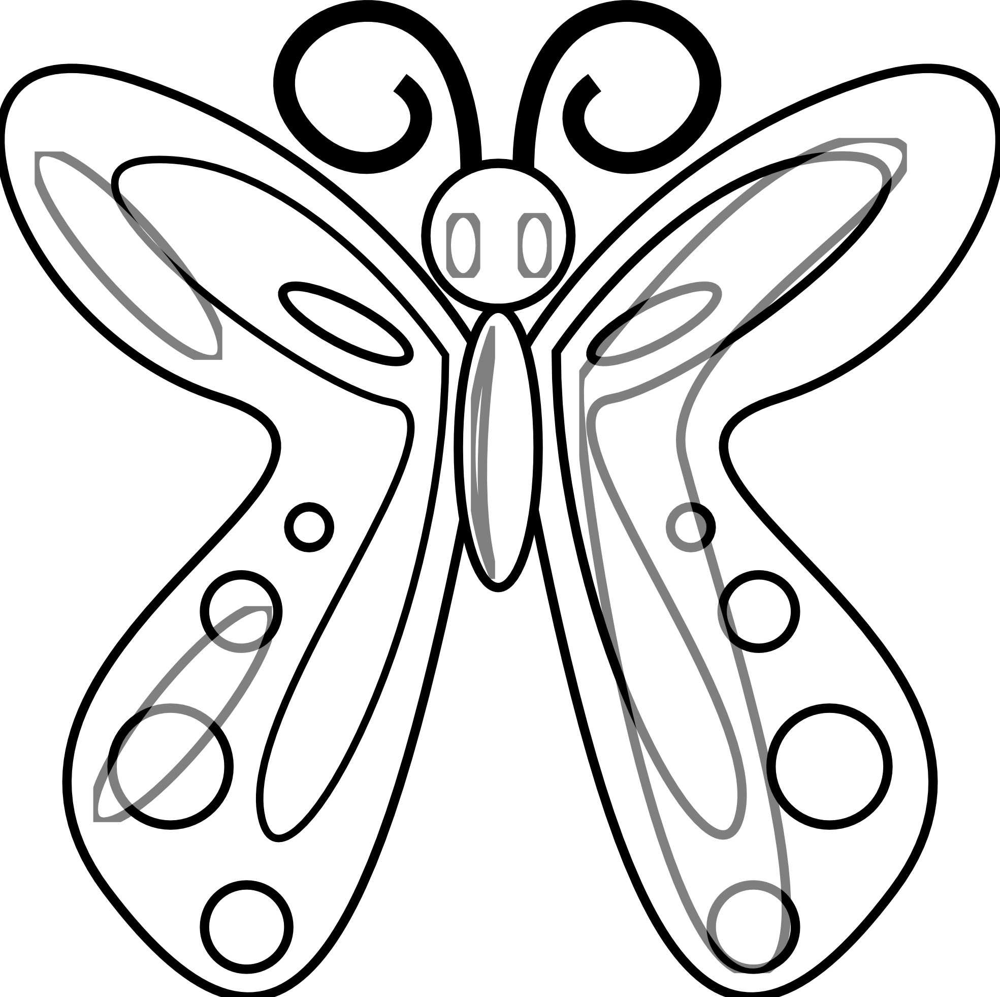 Butterfly 14 Black White Line Art Drawing Scalable Vector Graphics 