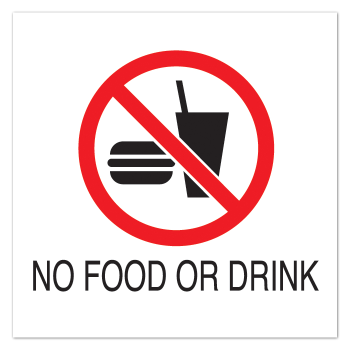 10 1/2H x 10 1/2W Plastic Sign - No Food or Drink with Symbol 