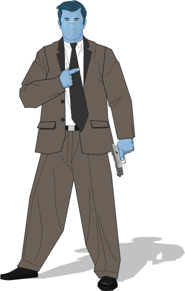 Secret Agent Holding a Gun - vector Clip Art