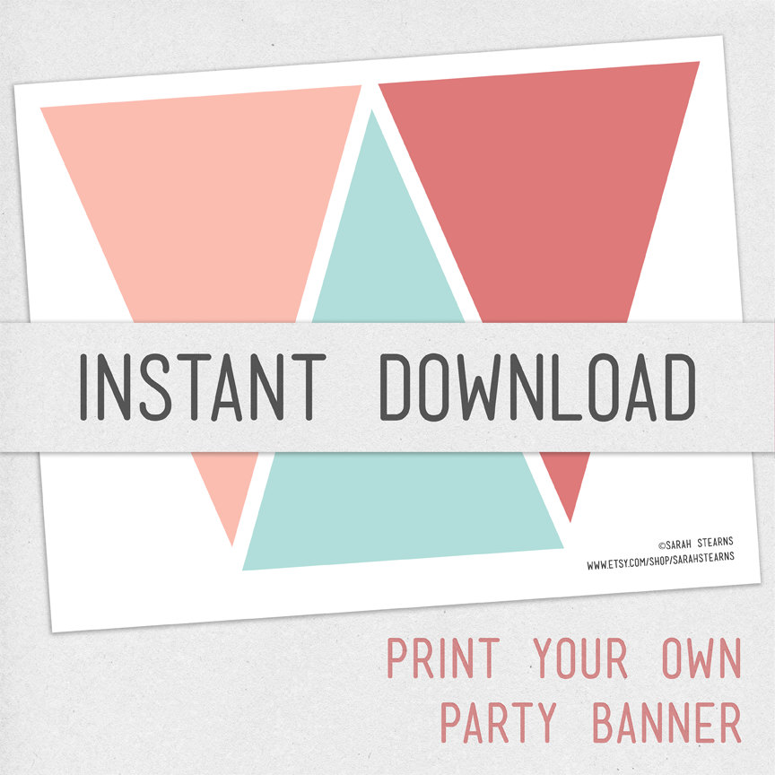 Print Your Own Pennant Banner DIY Digital by DaydrifterDigital