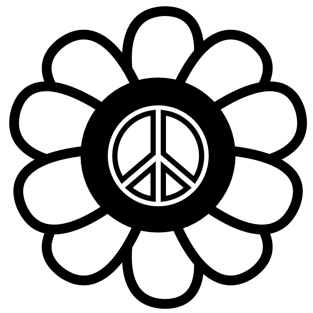 Peace Symbol Peace Sign Flower 124 Black White Line Art Coloring 