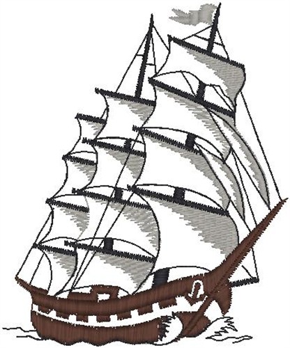 Boats Embroidery Design: Clipper Ship from Hirsch