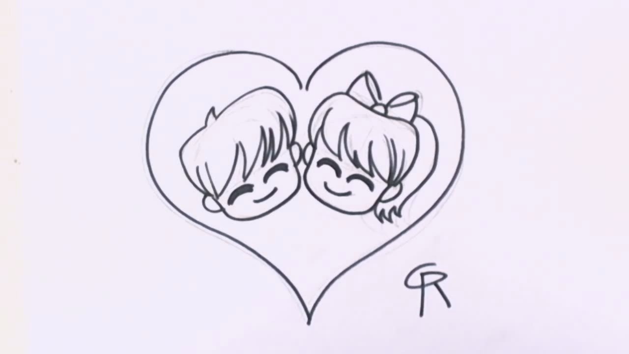 easy drawings of couples in love