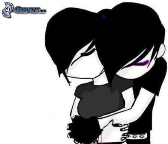 cartoon-couple,-emo-hug,-love- 