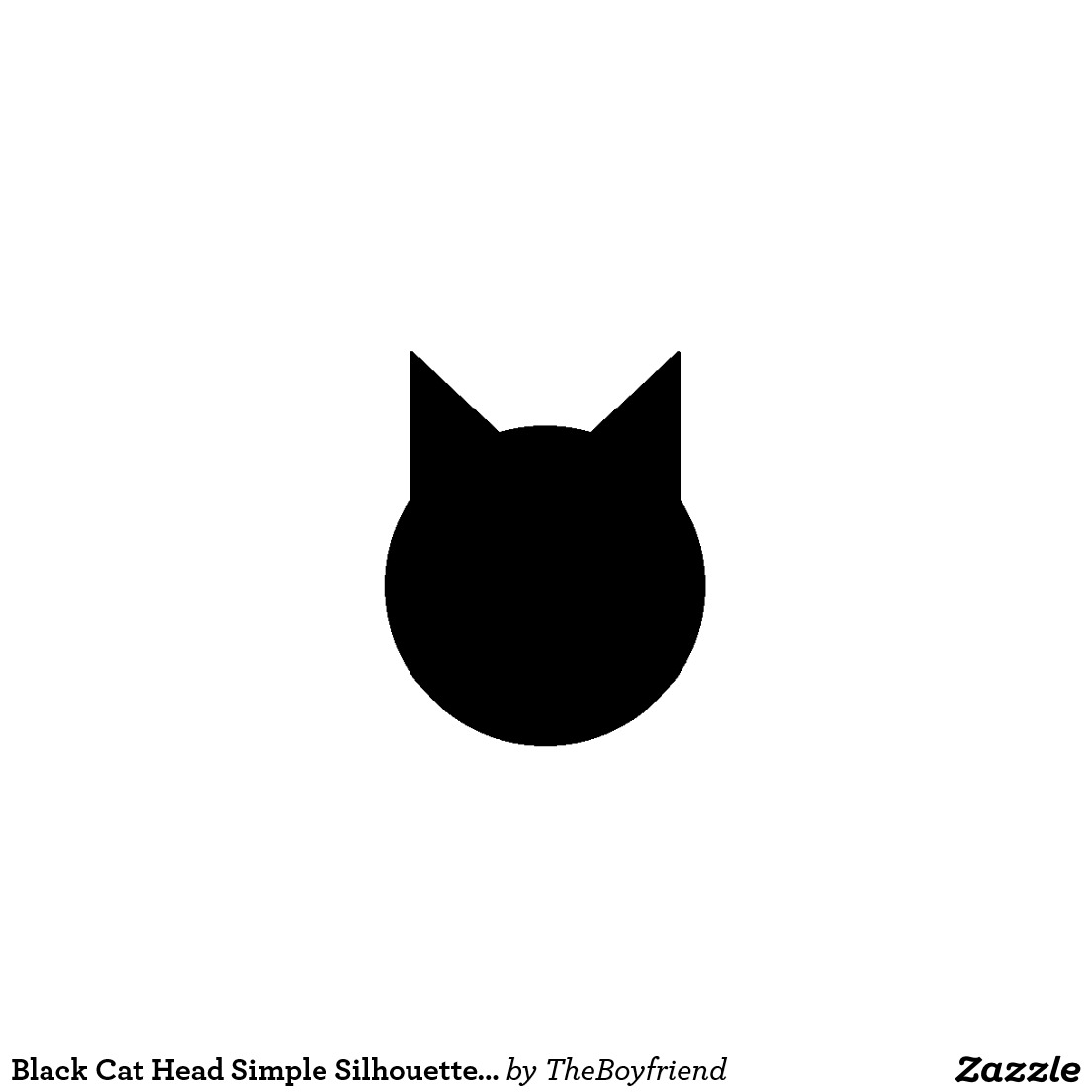Black Cat Head Simple Silhouette Shadow Kitten Ear Canvas Print 