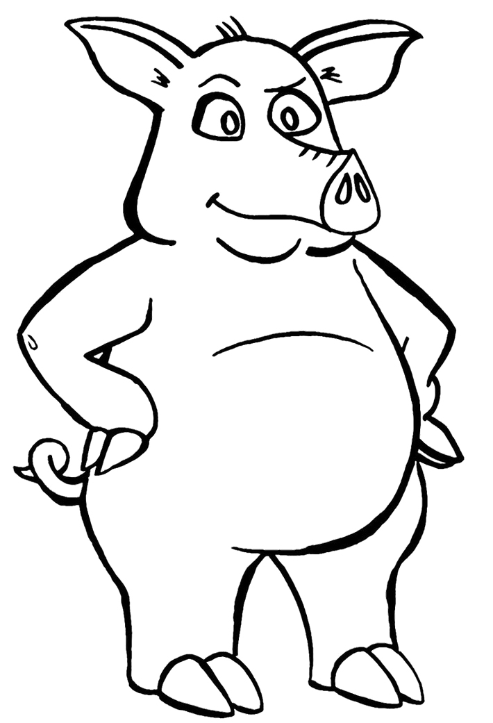 Pig-Stand-Up-Coloring-Pages