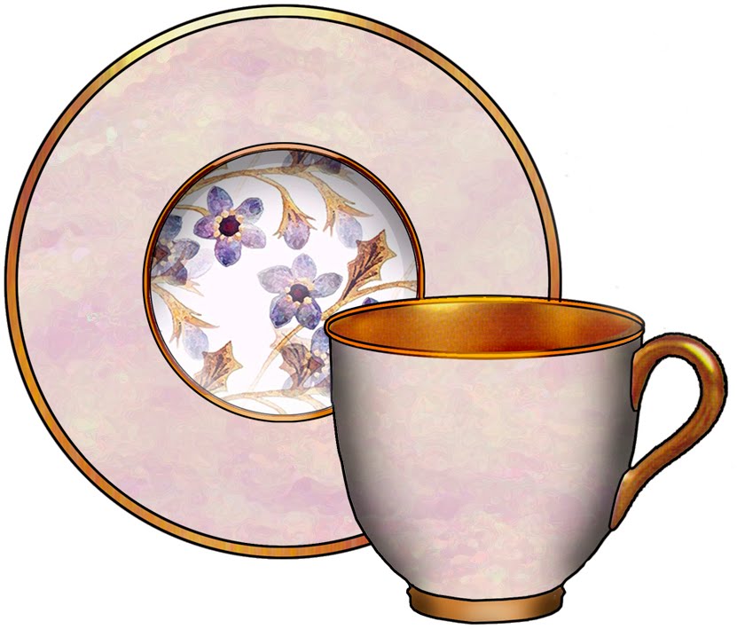 ArtbyJean - Purple Wood Roses: Cup and Saucer Clip Art from set 