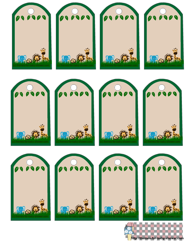 Free Printable Jungle Baby Shower Favor Tags