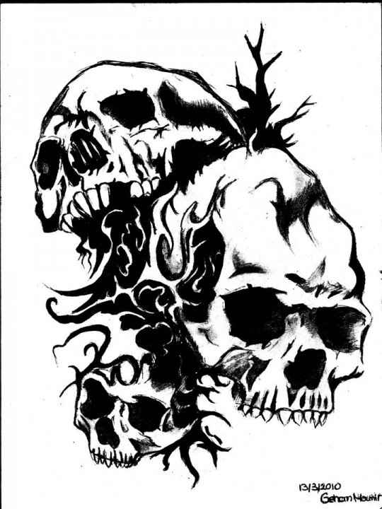 Pin Cool Drawings Of Tattoos Skull Tattoo Drawing Poweredbytattoos 