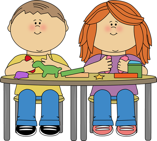 Kids Playing with Clay Clip Art - Kids Playing with Clay Vector Image