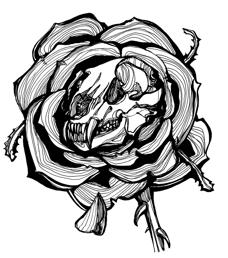 Grizzly Skull Rose - Pina