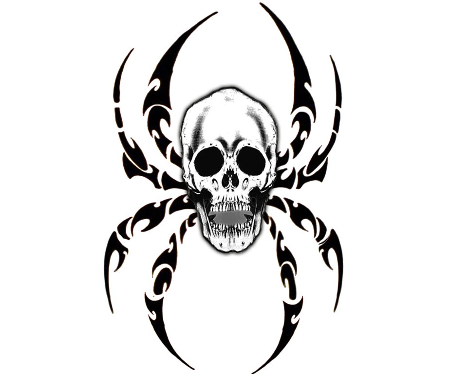 Tribal Spider Skull - Halloween Tattoo Design | TattooTemptation