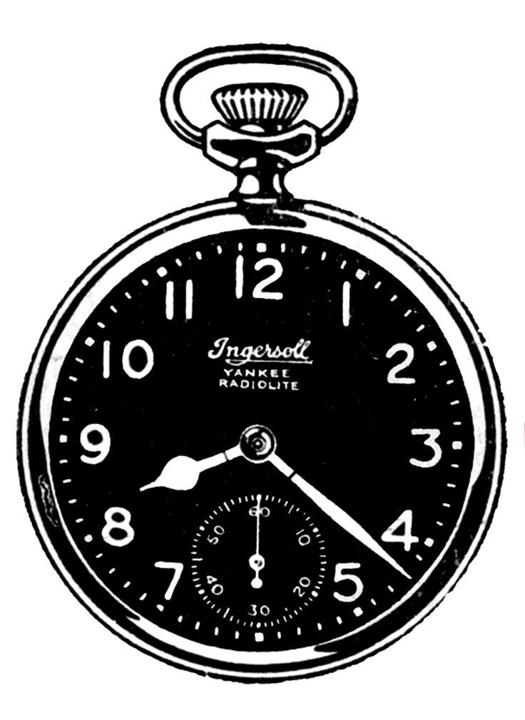 Vintage Clip Art - Black and White Pocket Watches