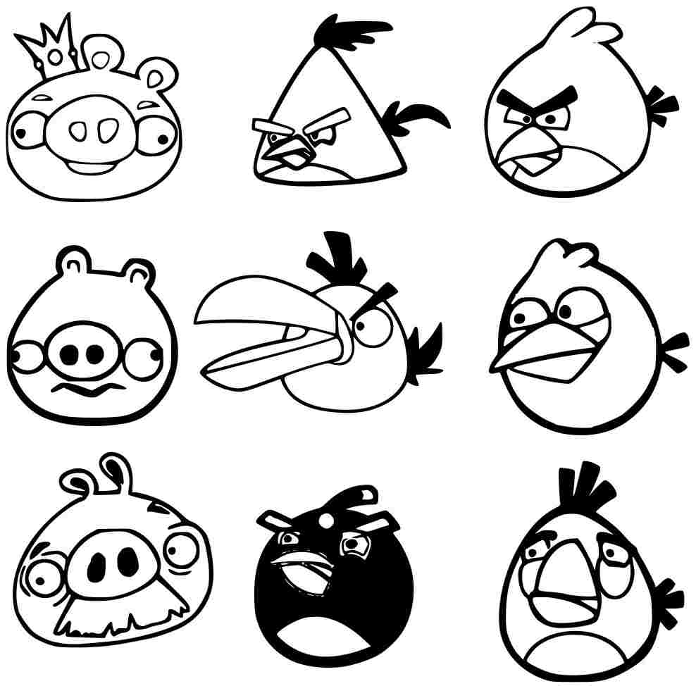 754 Animal Black Angry Bird Coloring Page with Animal character