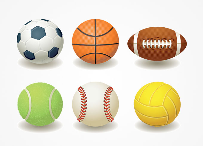 Football, Basketball, Rugby, Teniss  Baseball Ball, vector image 