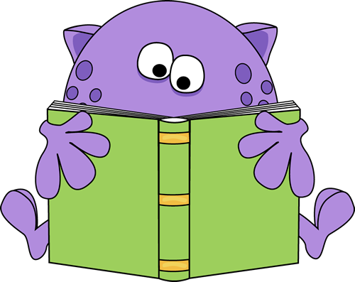Monster Reading a Book Clip Art - Monster Reading a Book Image