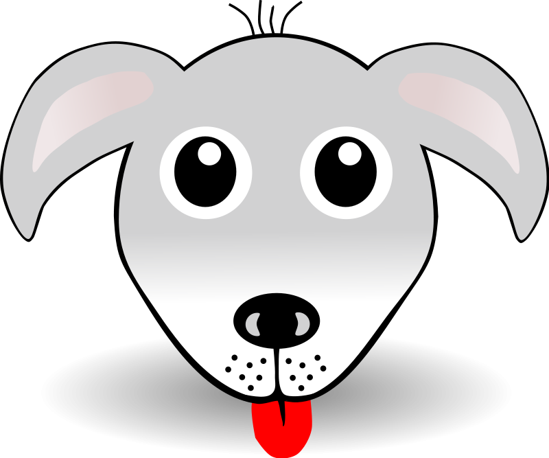Funny Dog Face Grey Cartoon Free Vector 