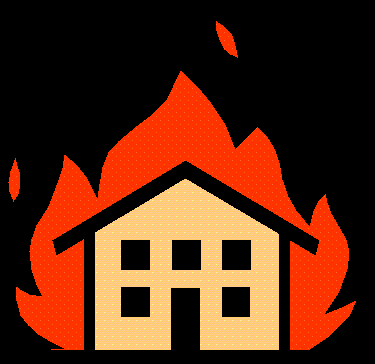 burning building cartoon