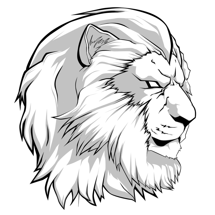 rasta lion black and white clipart