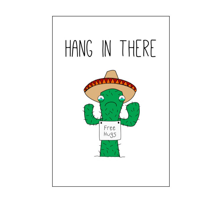 Six things shop - Hang in there - free hugs greeting card