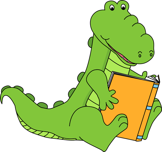 Alligator Reading a Book Clip Art - Alligator Reading a Book Image