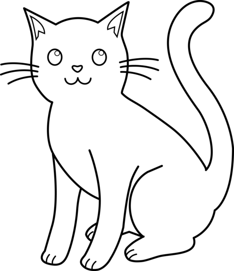 Black and White Cat Lineart - Free Clip Art