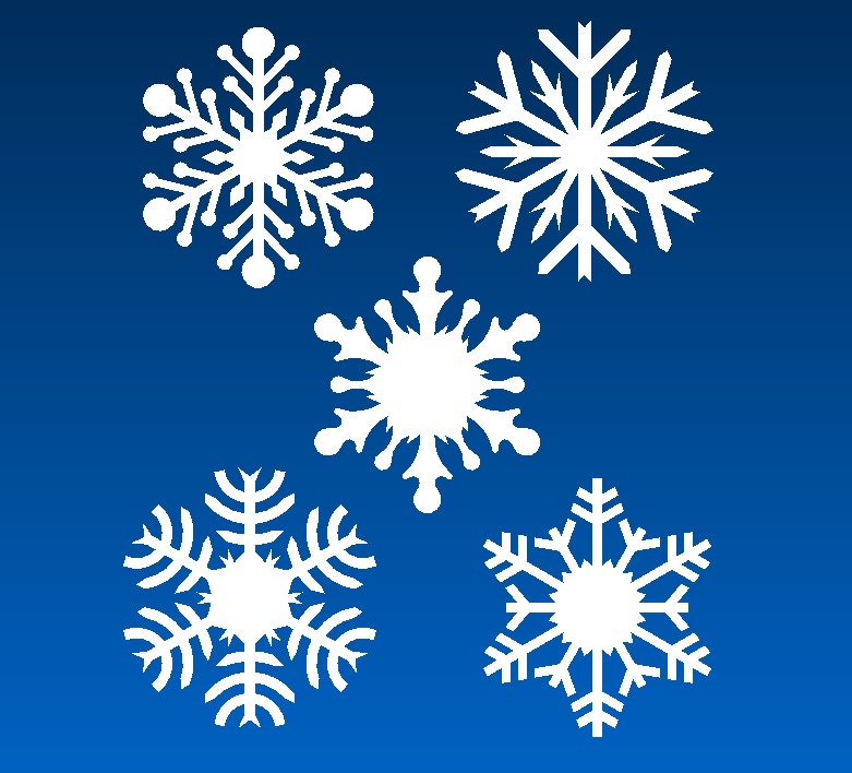 individual colorful snowflakes