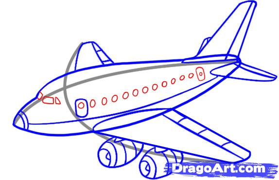 How to Draw a Plane, Step by Step, Airplanes, Transportation, FREE 
