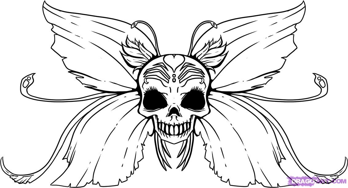 How to Draw a Skull Fairy, Step by Step, Skulls, Pop Culture, FREE 