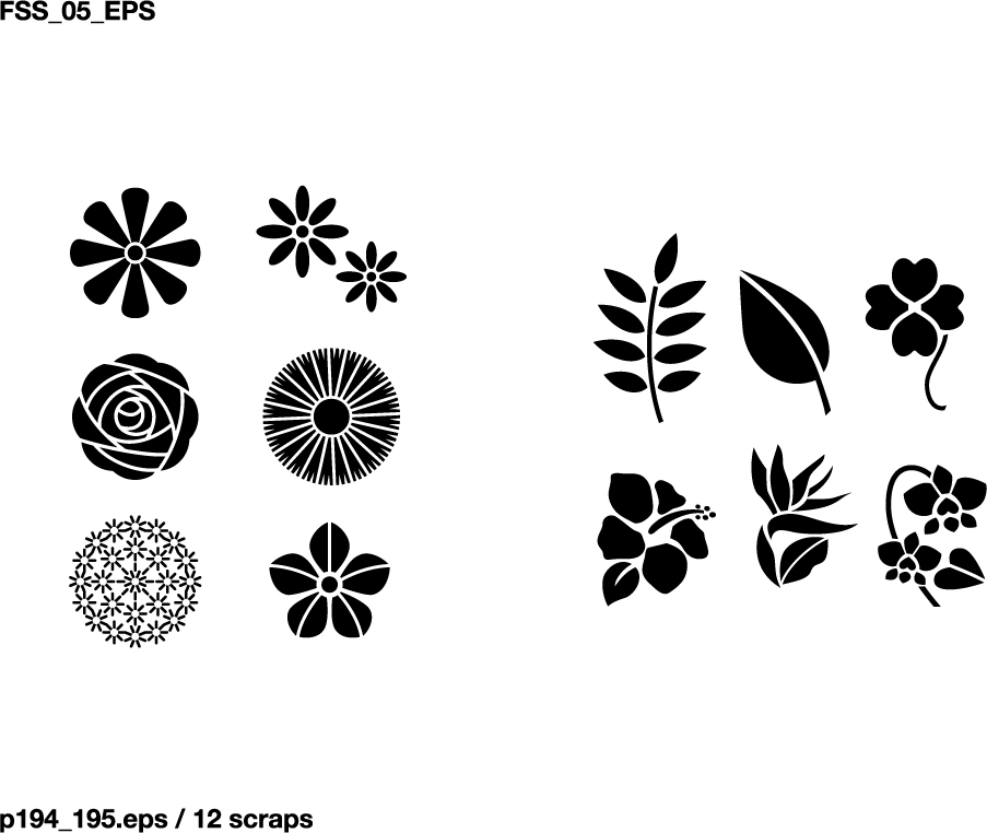 Various elements of vector silhouette flowers and trees 69 