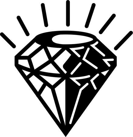 Stock Illustration - A black and white illustration of a diamond