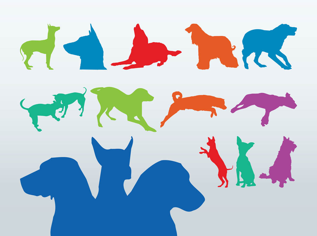 Colorful Dog Silhouettes