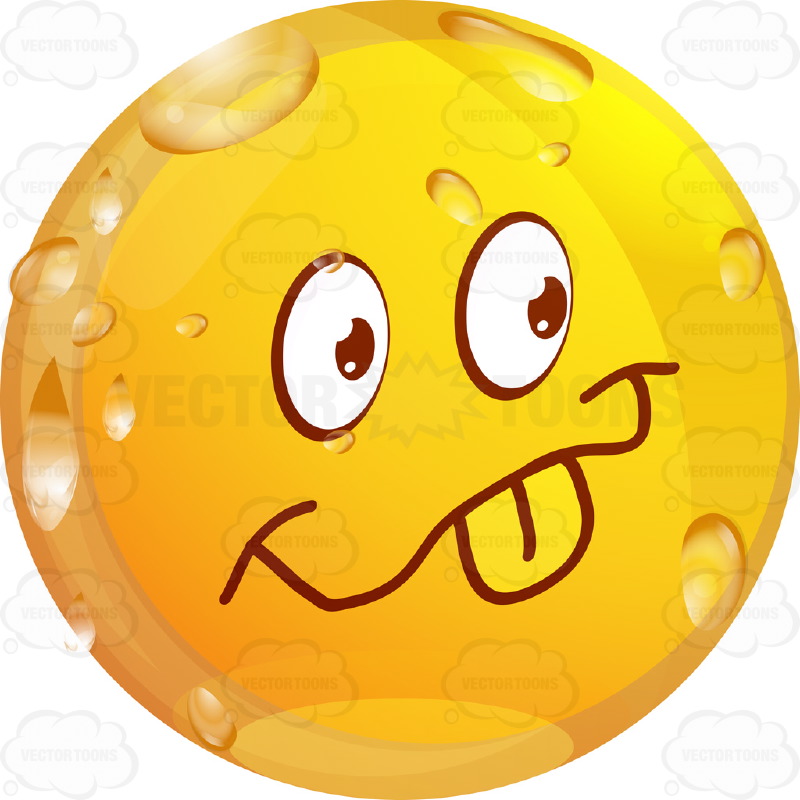Playful Wet Yellow Smiley Face Emoticon Sticking Out Tongue, Smile 