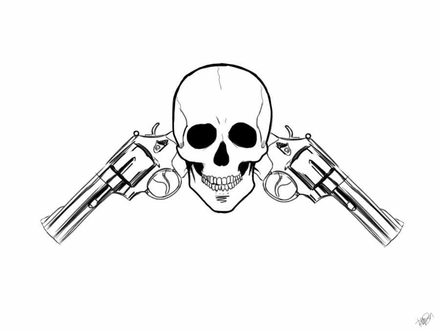Guns and Skull by BigEvilGorilla on Clipart library