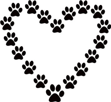  - Dog Paw Print Heart Dog Lover Black Vinyl Wall Decal 