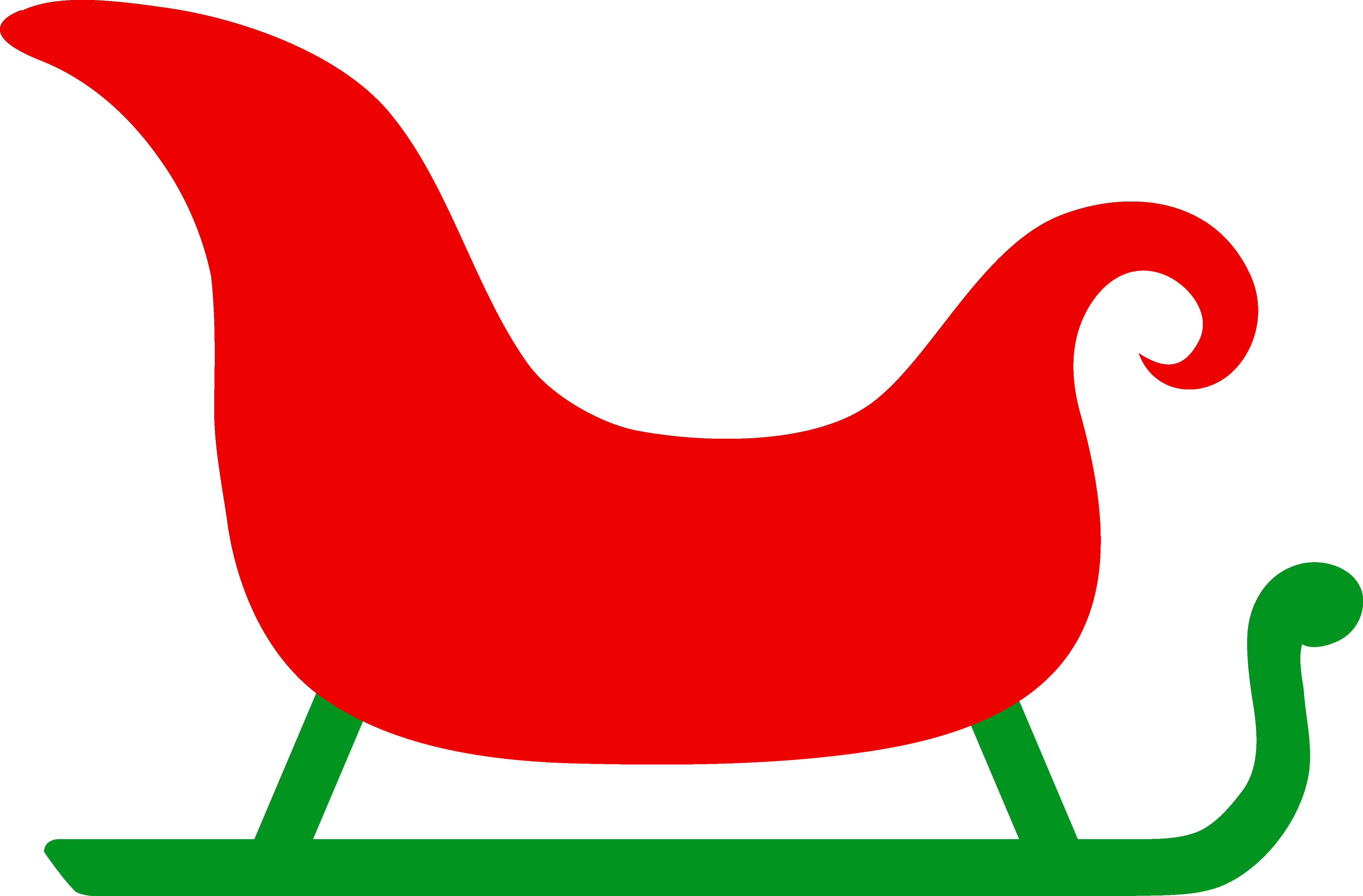 Simple Red and Green Sleigh - Free Clip Art