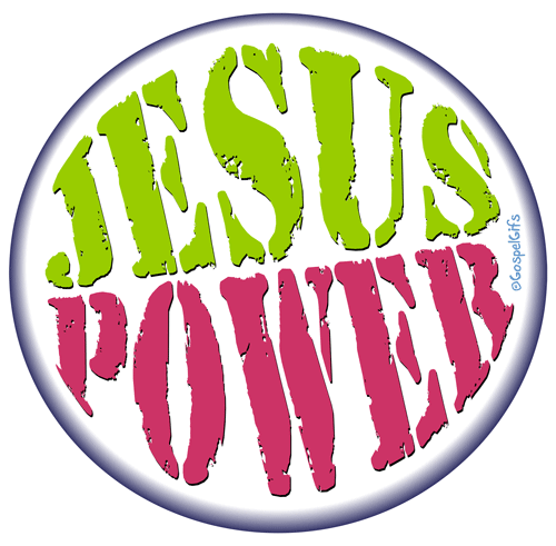 Free Clip Art: JESUS POWER Button, 2 colors on white