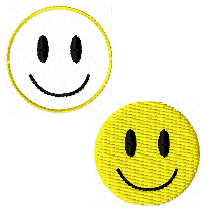 Mini Happy Smiley Face Solid Fill and Outline Machine Embroidery Desi�