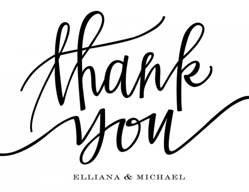 Calligraphy Mr and Mrs Thank You Card