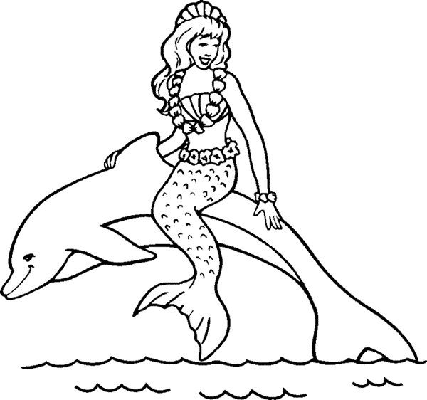 Mermaid With Dolphin Drawing Clip Art Library