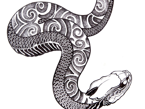 snake head tattoo flash