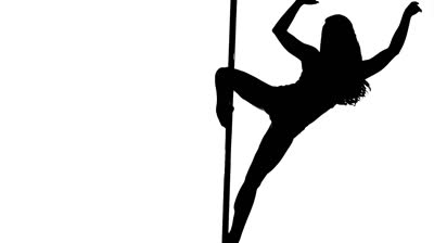 Silhouette Of A Sexy Female Pole Dancing On White Background Stock 