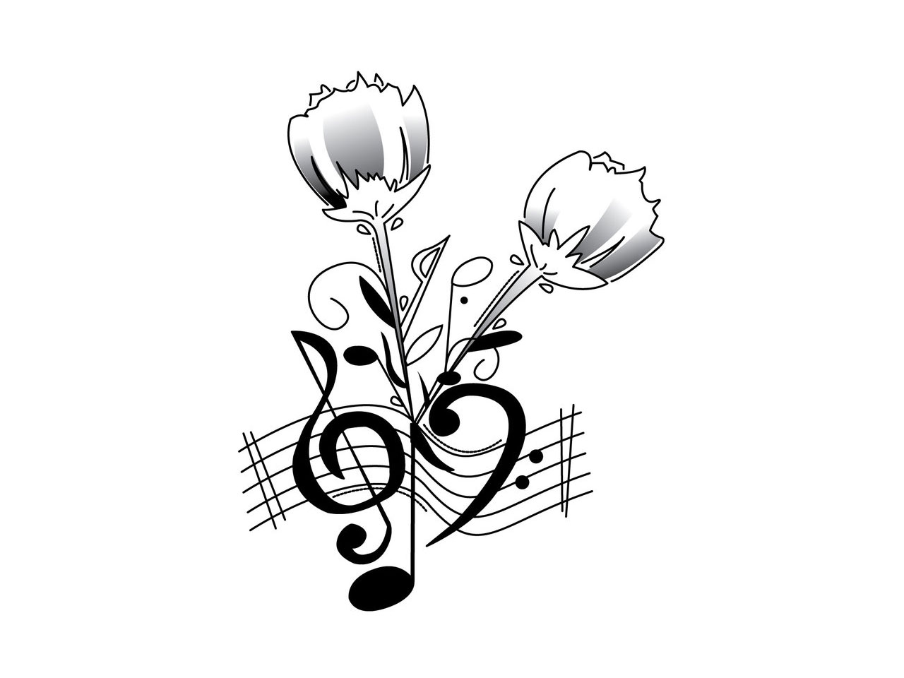 Music Note And Roses Tattoo Clip Art Library