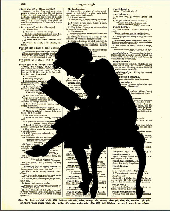 Reading Girl Silhouette Dictionary Art by ReImaginationPrints